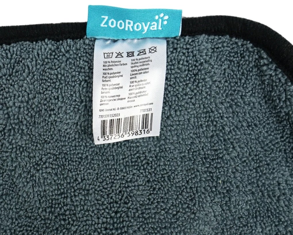 Ręcznik dla zwierząt ZOOROYAL 80x35 cm szaro-niebieski