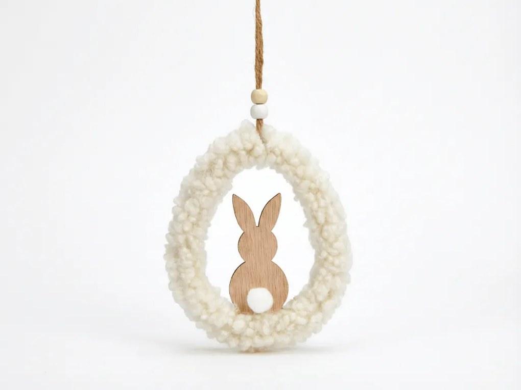 Wiszące drewniane jajko BUNNYA - różne kolory Kolor: Kremowy