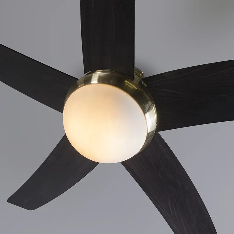 Wentylator sufitowy z lampa i pilotem złoty z drewnianym nadrukiem 132 cm z pilotem - Cool Nowoczesny Oswietlenie wewnetrzne