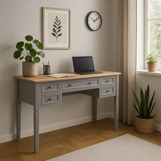 Szare minimalistyczne biurko do gabinetu P9-W26