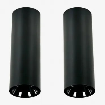 Pack 2 Okrągłych Natynkowych Plafonów Sufitowych Led Ø7,2 Cm Do Użytku Zewnętrznego, Wykonanych Z Aluminium Luisiana Czarna & 38º & Biały Neutralny 35