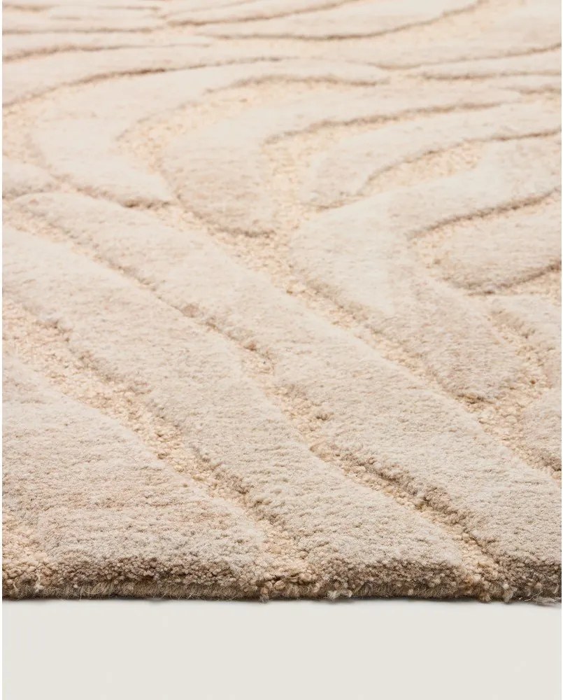 Beżowy dywan z mieszanki wełny tkany ręcznie 200x300 cm Tribet – Kave Home