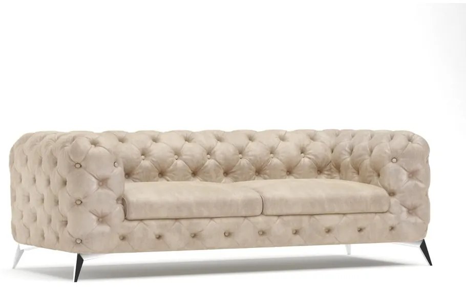 Beżowa aksamitna sofa 225 cm Chelsea – Ropez