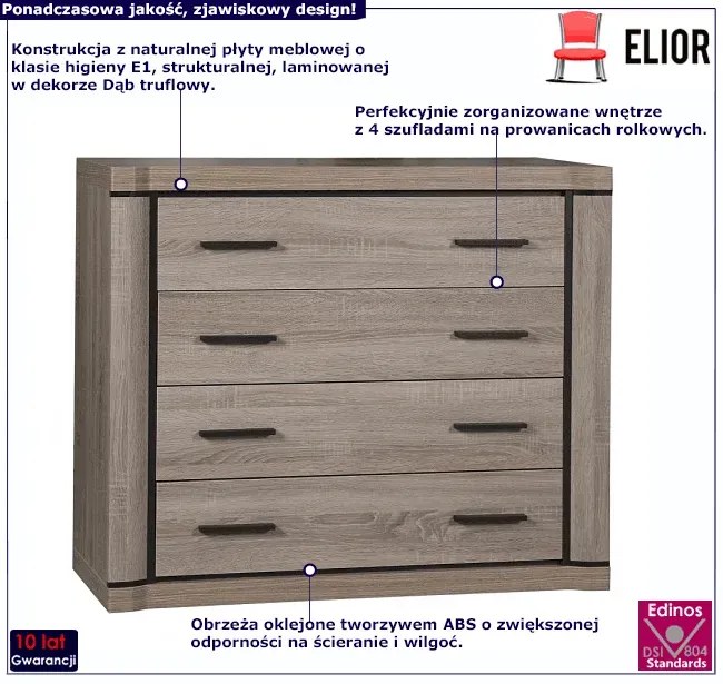 Komoda z szufladami dąb truflowy - Rectano 4X