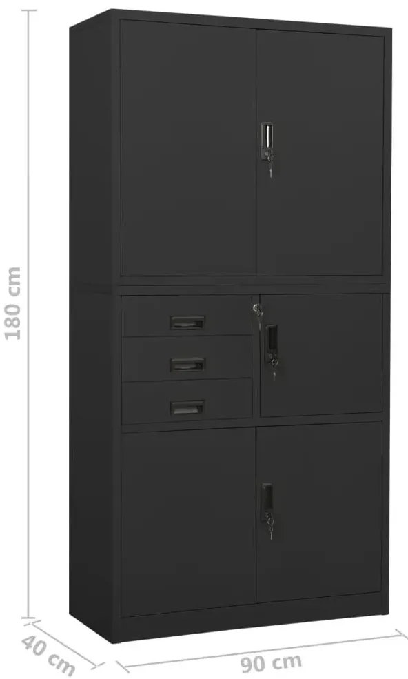 Antracytowa zamykana szafa do biura - Onyx
