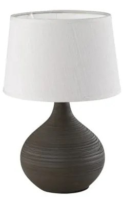 Ciemnobrązowa lampa stołowa z ceramiki i tkaniny Trio Martin, wys. 29 cm
