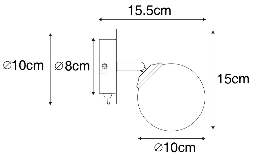 Nowoczesny reflektor złoty z opalowym szkłem z włącznikiem - Athens