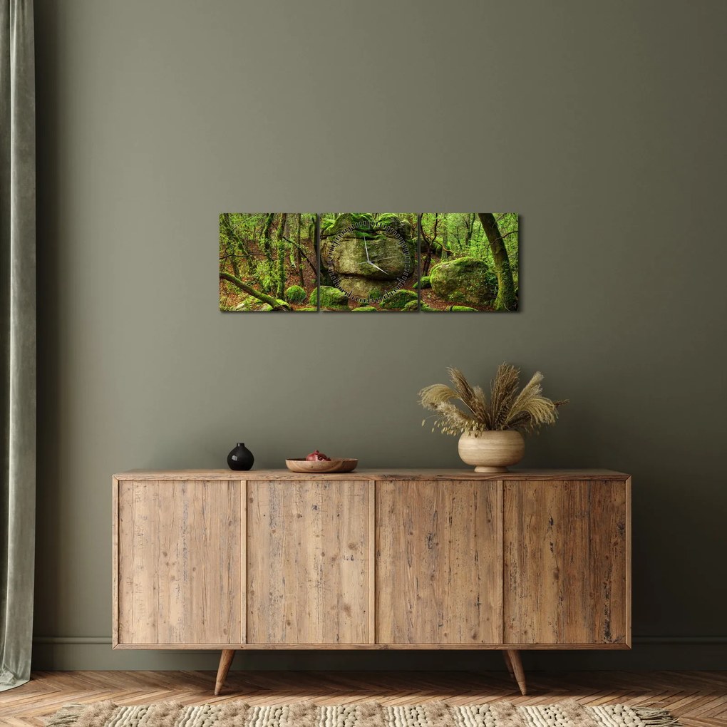 Obraz magicznego lasu (z zegarem) (90x30 cm)