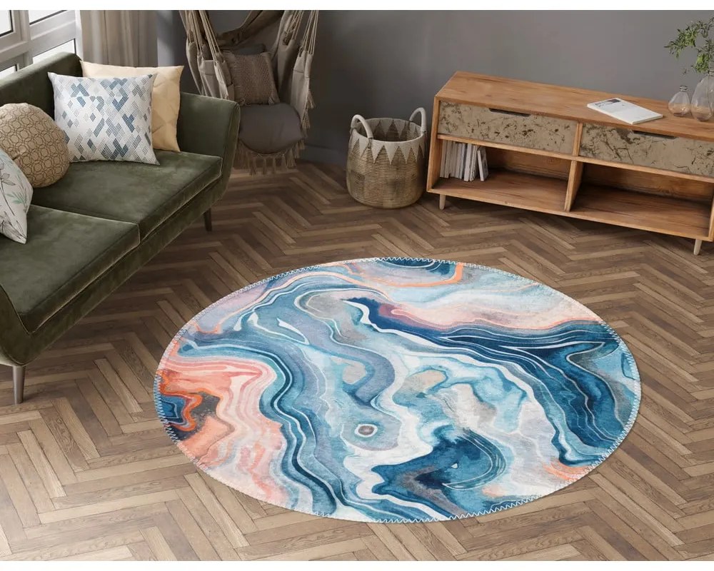 Niebiesko-różowy okrągły dywan odpowiedni do prania ø 120 cm Colors of Joy – Vitaus