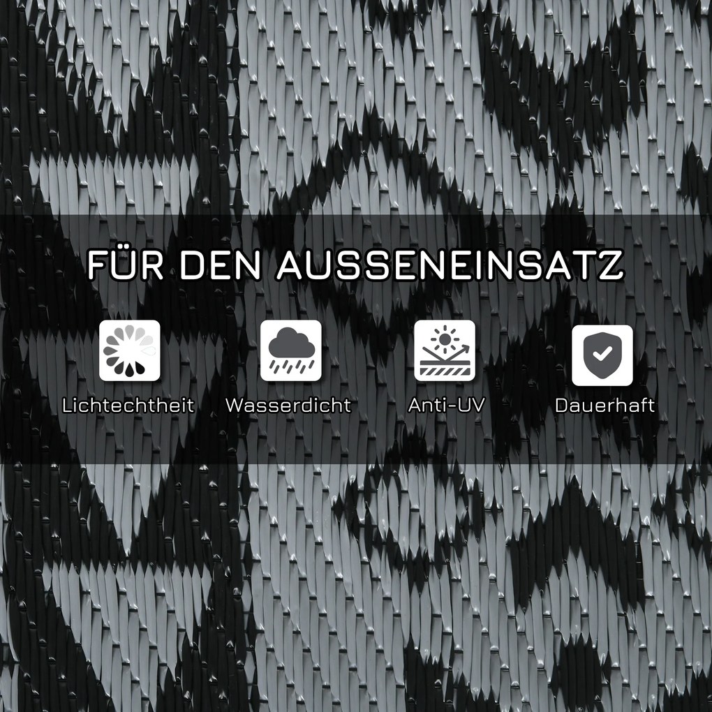 Outsunny Dywan zewnętrzny odwracalny, wodoodporny, geometryczny, 182x274cm, Czarny/Szary