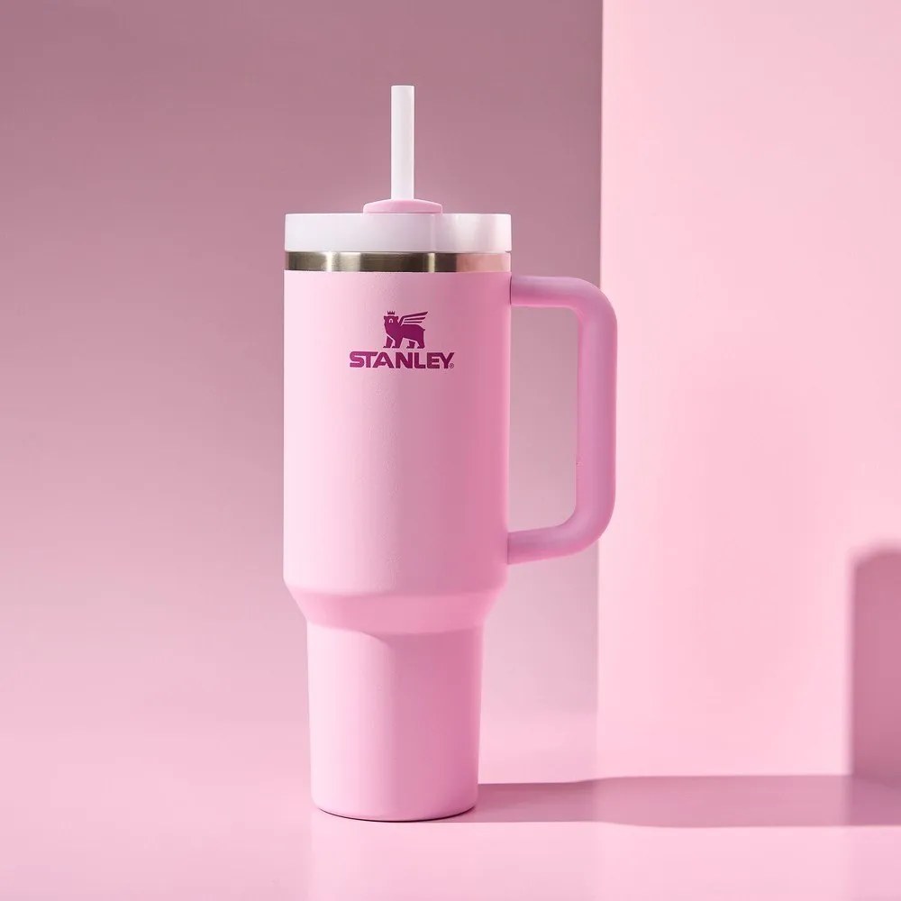 Różowy termos ze słomką ze stali nierdzewnej 1,18 l Quencher H2.0 FlowState Tumbler Cherry Blossom – Stanley