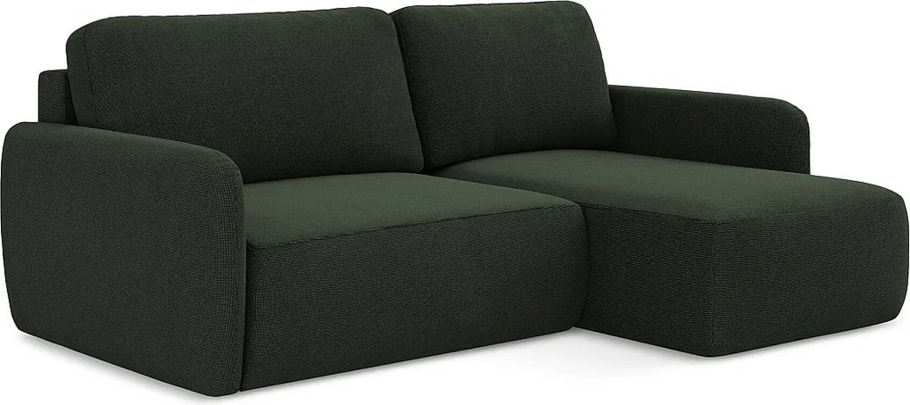 Narożnik prawostronny z funkcją spania - z tkaniny strukturalnej - butelkowa zieleń - LILO