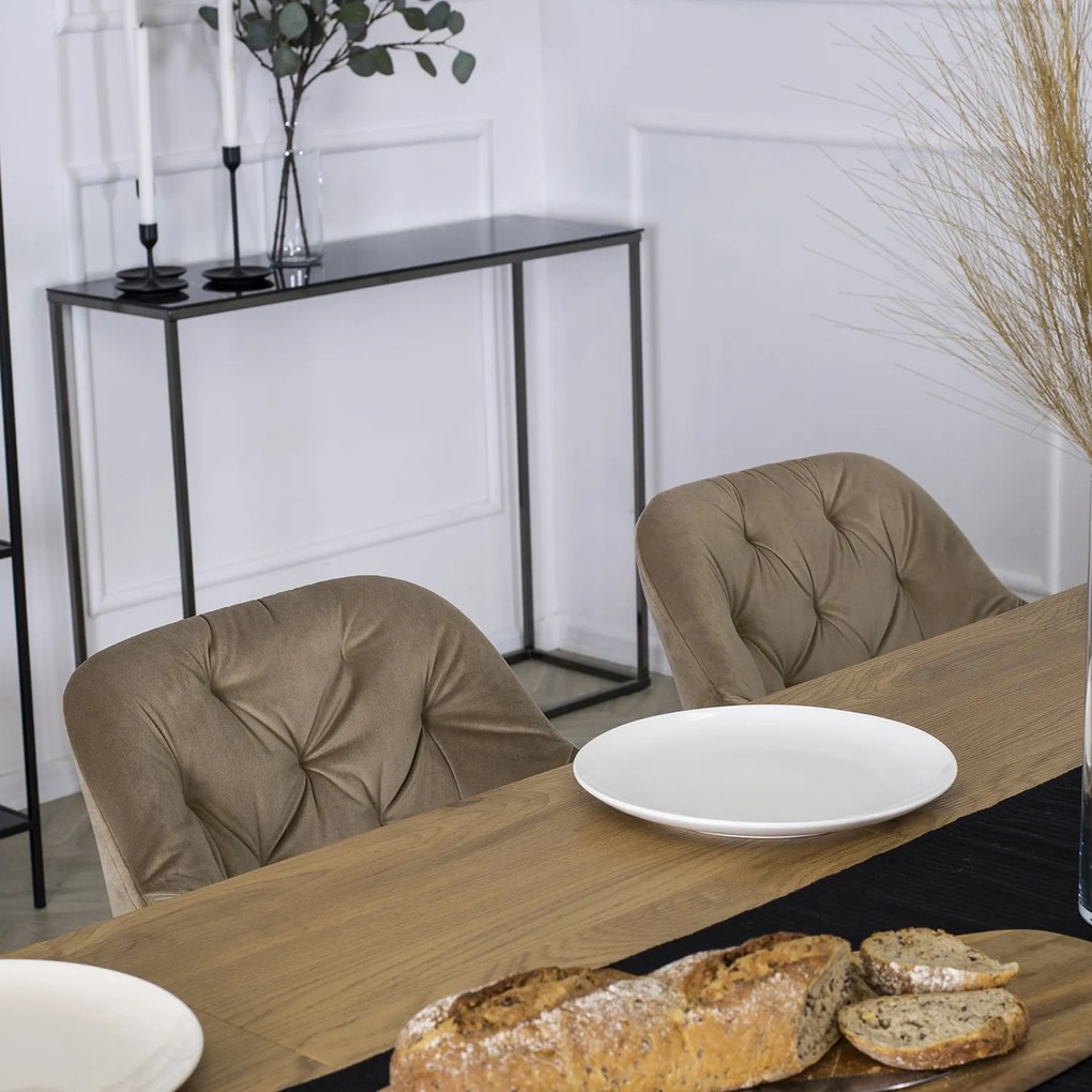 Krzesło Tapicerowane do Salonu VIKI Beżowe Welurowe Nowoczesne Loft