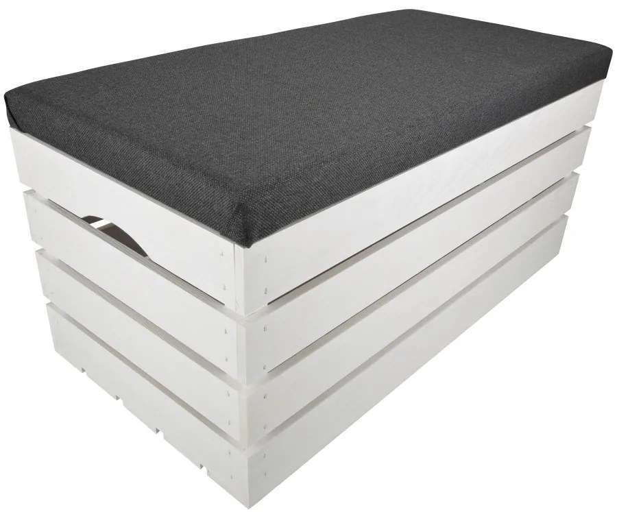 Pufa kufer skrzynia drewniana sosnowa siedzisko 80cm malowana biała