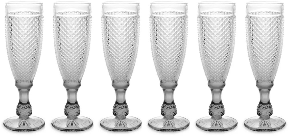 Kieliszek do szampana z kryształowym wzorem, 185 ml, 6 sztuk