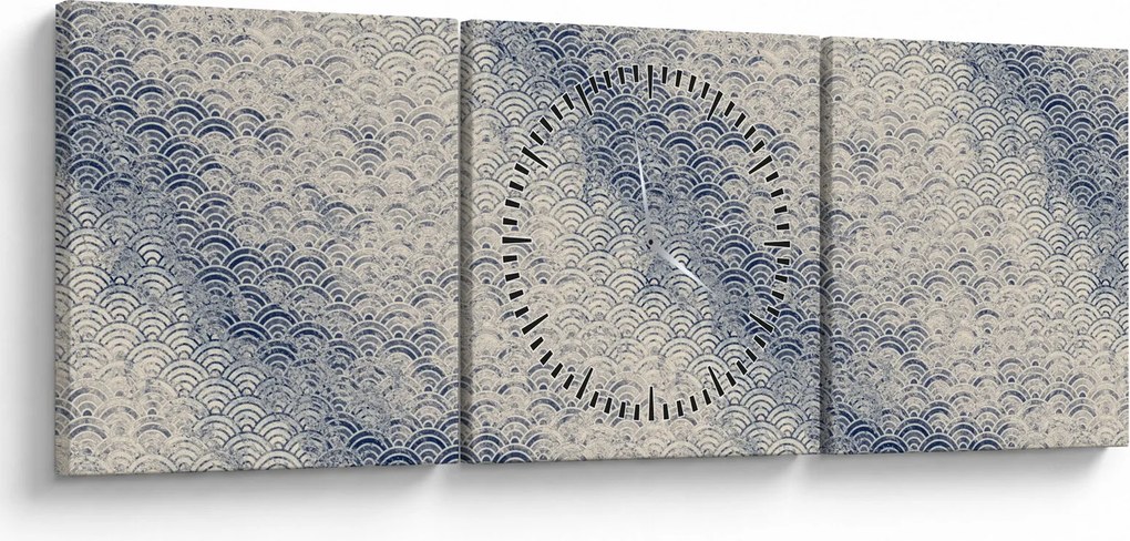 Obraz - Wzór fali (z zegarem) (90x30 cm)