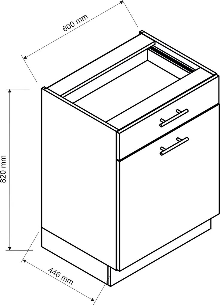 Szafka kuchenna z szufladą 60 cm grafit + dąb artisan A1-C62