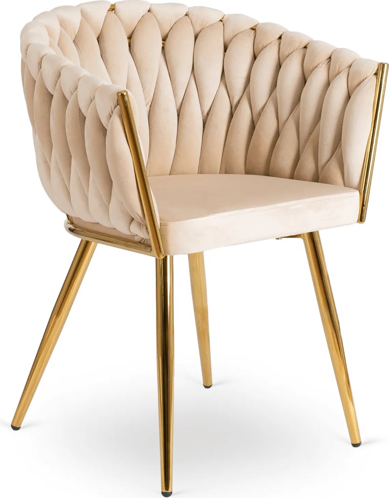 Krzesło glamour z oparciem typu warkocz Capi, welur