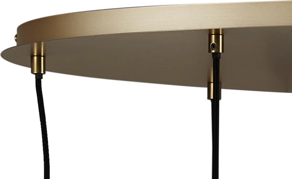 Lampa wisząca Art Deco złota z bursztynowym szkłem 9-punktowa - Jia