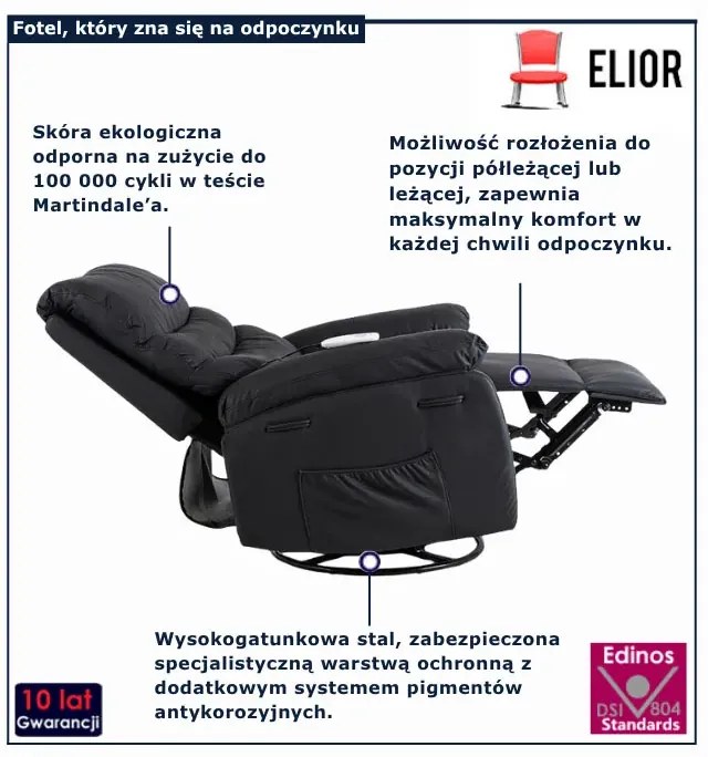 Czarny biurowy fotel skórzany S5-Z68
