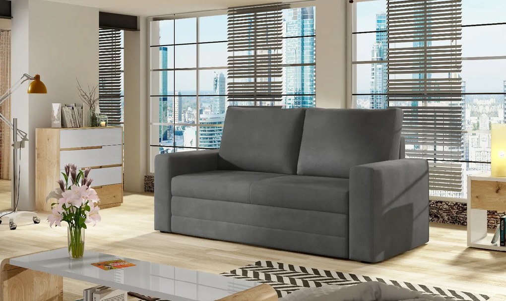Rozkładana sofa 2-osobowa WAVE, ciemnoszara