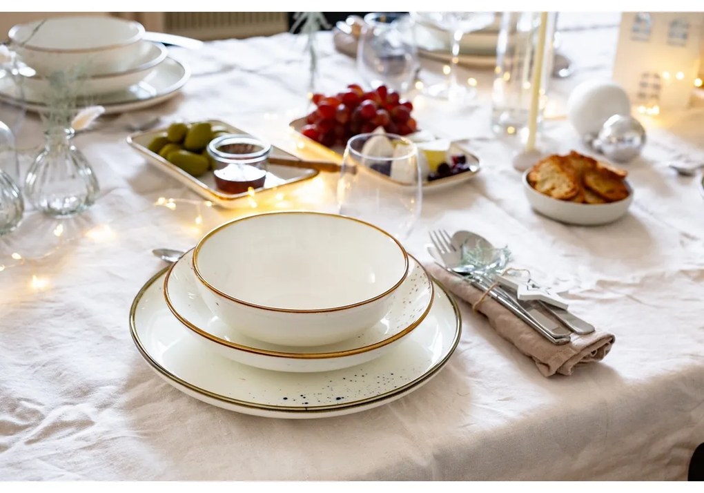 Mäser Głęboki talerz Pintar White brązowe kropki21 cm