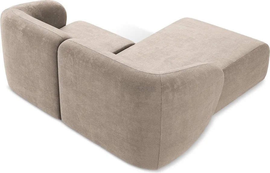 Jasnobrązowy narożnik z tkaniny szenilowej (lewostronny/z szezlongiem) Lani – Makamii