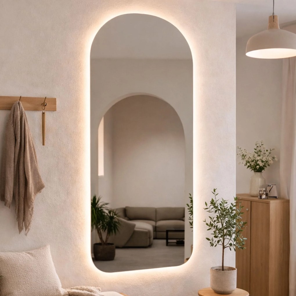 Lustro portalowe dekoracyjne z podświetleniem  ARCH Soft LED XXL| Różne rozmiary | Różne kolory : Kolor tafli szkła - Srebrny, Rozmiar - 110x250