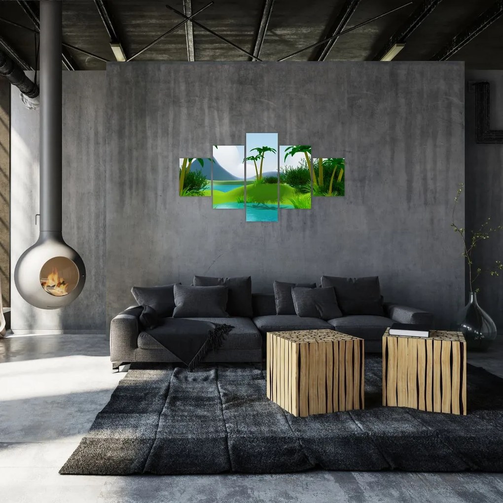 Obraz - Jeziora w dżungli (125x70 cm)