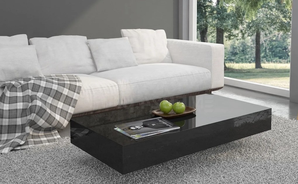 Niski stolik kawowy Pixel 90x60 cm, kolor czarny połysk