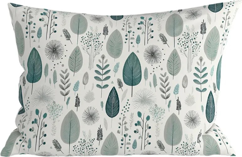 Poszewka na poduszkę z polibawełny LEAFBIRD POLY 50x70 cm, biało-zielona