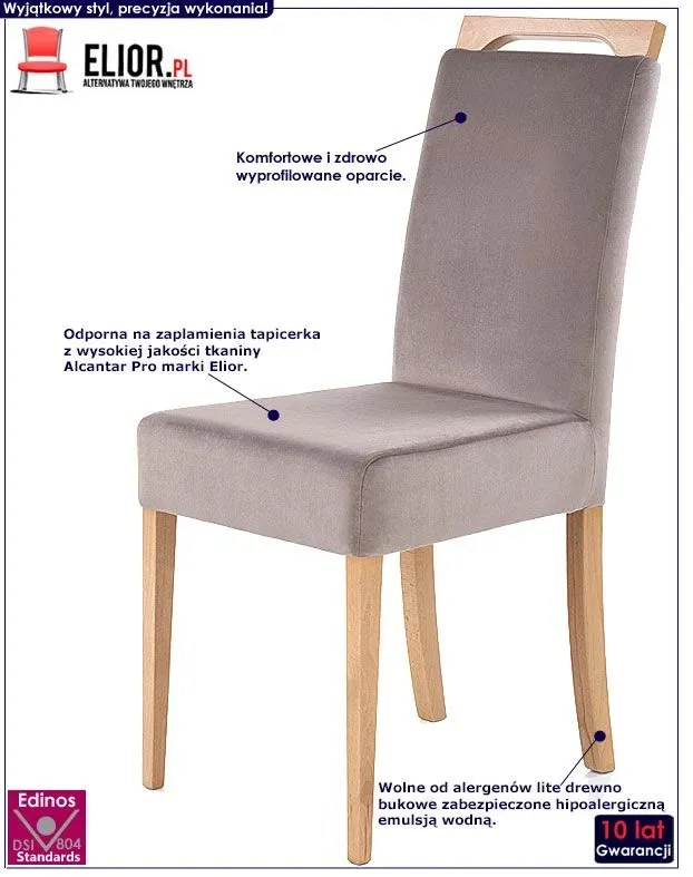 Tapicerowane krzesło drewniane popiel + dąb miodowy S7-L72