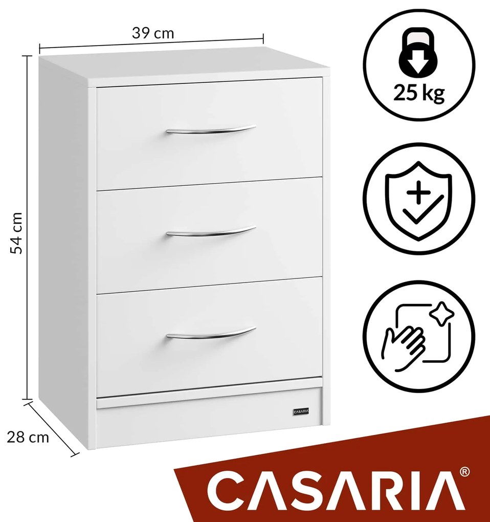 Casaria Szafka nocna ELOISE z podświetleniem, 54x39x28cm, biała