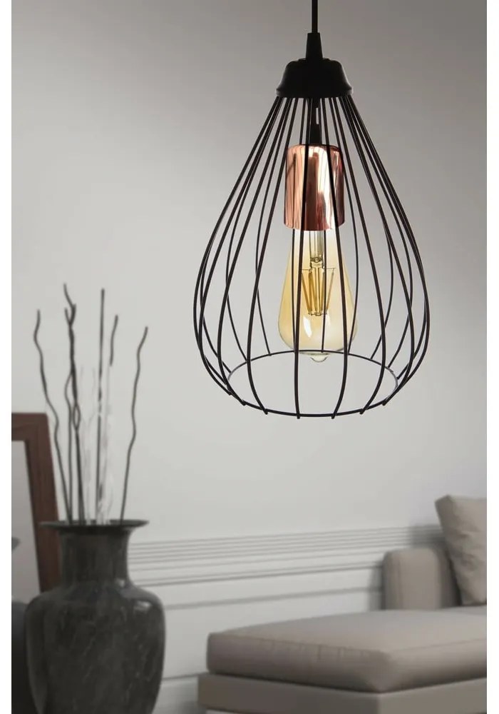 Czarna lampa wisząca z metalowym kloszem ø 24 cm Fasah – Opviq lights