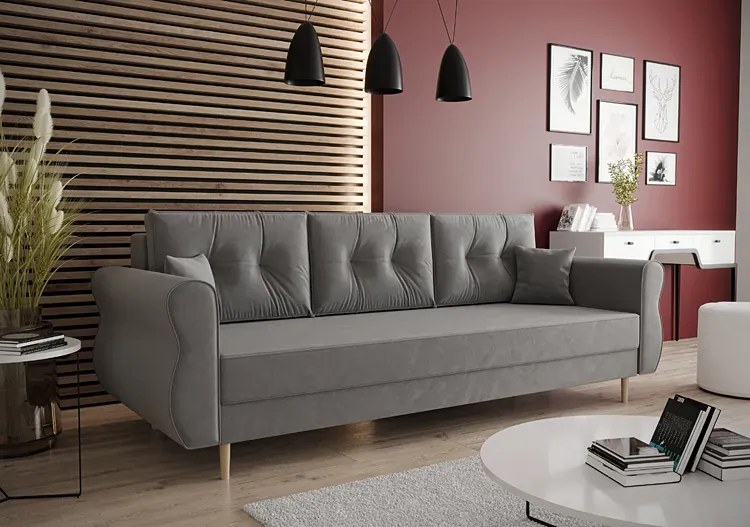 Popielata Sofa Z Pojemnikiem Na Pościel A4-W01