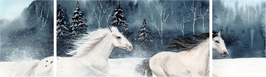 Obraz malowanych koni (170x50 cm)
