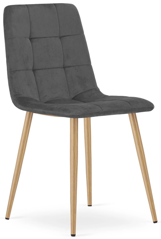Ciemnoszare aksamitne krzesło KARA