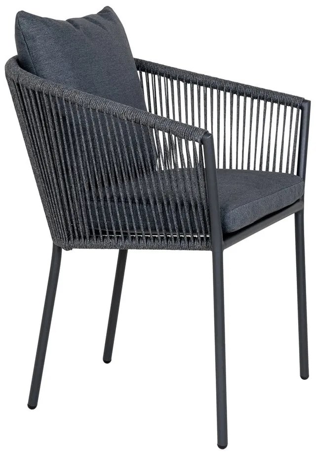 Ciemnoszare metalowe tapicerowane krzesło ogrodowe Salerno – House Nordic