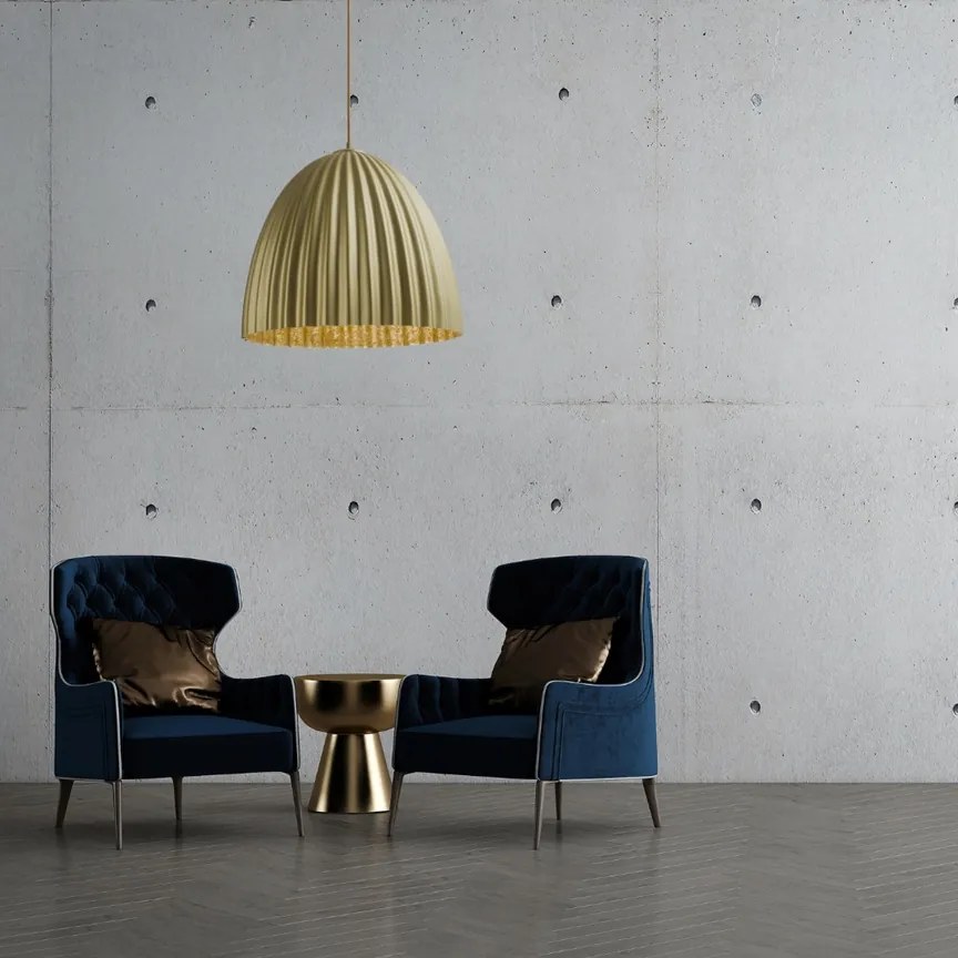 Telma Sigma M złota lampa wisząc ryflowana średnica 50, 70cm