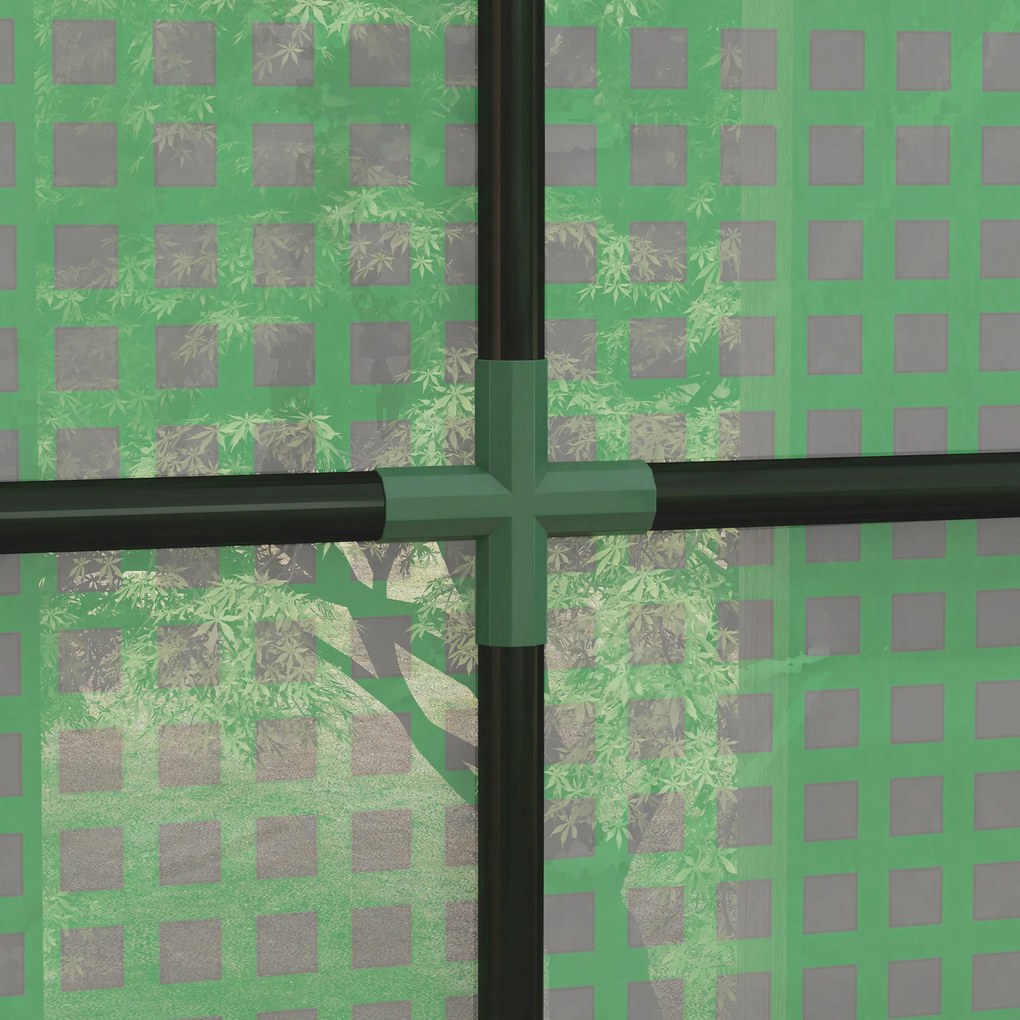 Outsunny Szklarnia Przyścienna z Folią, Wzrost Roślin, Odporna na Pogodę, 200 cm x 80 cm x 200 cm, Zielony