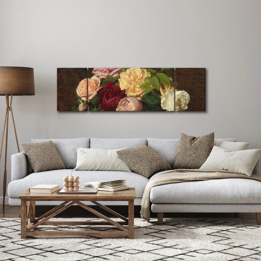 Obraz - Henri Fantin-Latour, Roses de Nice on a Table, reprodukcje (170x50 cm)