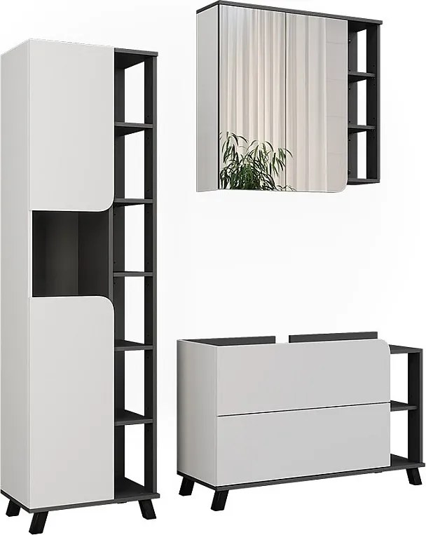 Zestaw mebli łazienkowych biały/antracyt 100x35x65 karen