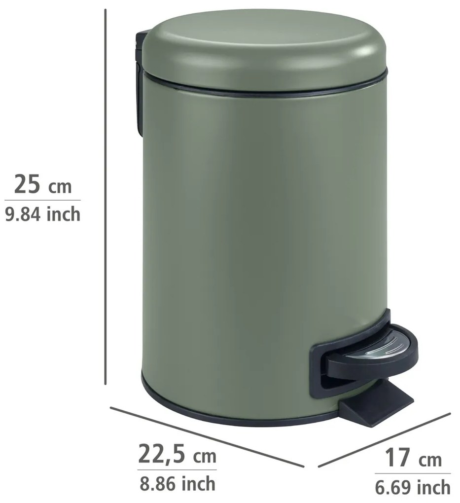 Wenko Kosz na śmieci z pedałem Leman 3 l,ciemnozielony, 3 l
