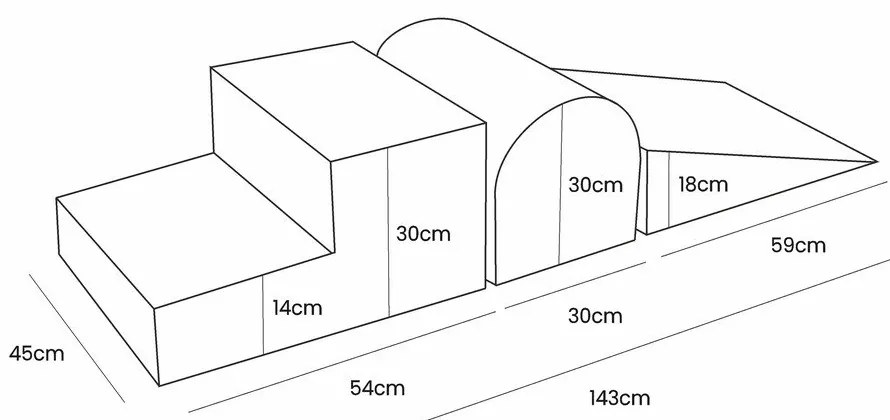 Jasnoszary aksamitny piankowy plac zabaw 3 szt. wysokość 30 cm 45x143 cm Montessori – Meowbaby
