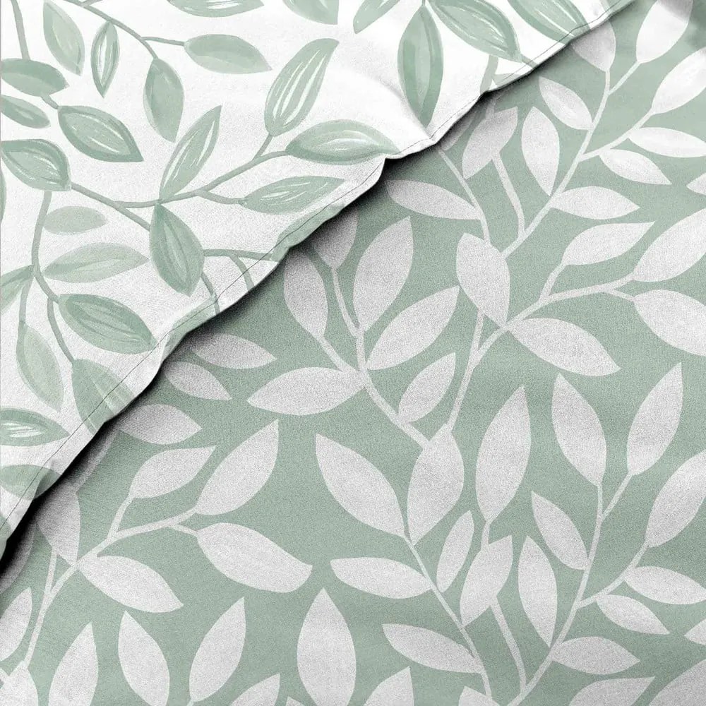 Biało-zielona pościel dwuosobowa z mikrowłókna 240x220 cm Sequoia – douceur d'intérieur