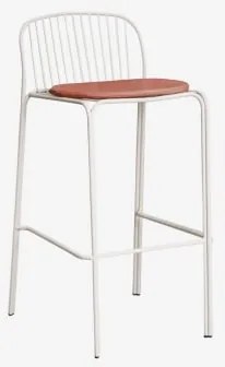 Wysoki Stołek Ogrodowy Z Stali Anerina Gardenia Biel & ↑75 Cm & Terracota - Sklum
