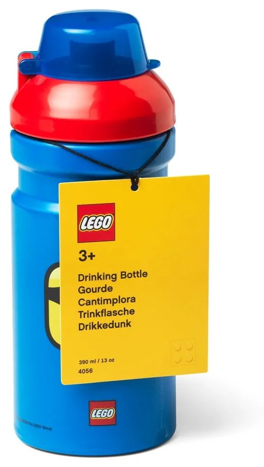 Niebieska butelka na wodę z czerwoną zakrętką LEGO® Iconic, 390 ml