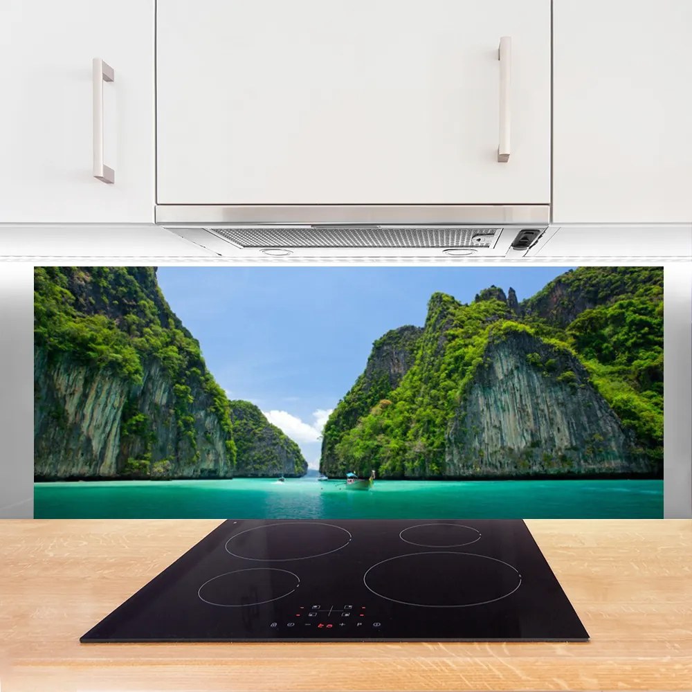 Dekor Szklany do Kuchni Błękitna Zatoka wśród Szczytów