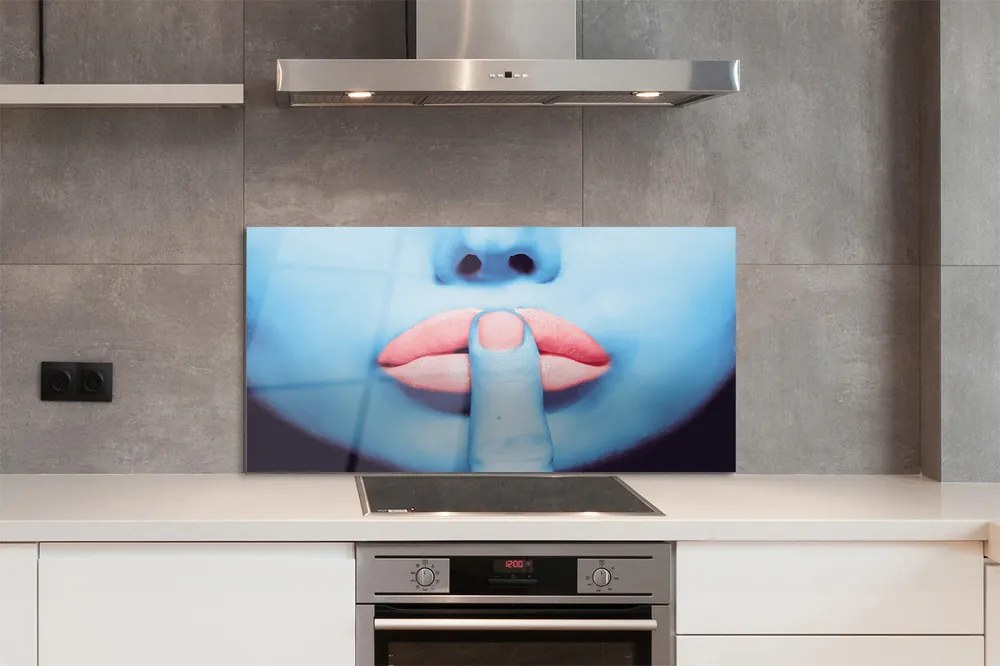 Panel nad Blat Kuchenny Kobieta z Neonowymi Ustami