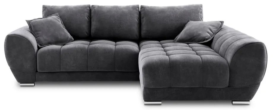 Ciemnoszary rozkładany narożnik z aksamitnym obiciem Windsor &amp; Co Sofas Nuage, prawostronny
